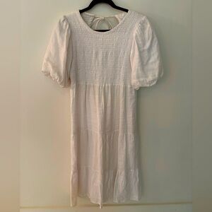 Faithful the Brand white linen smocked maxi dress